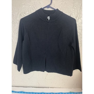 Designers Originals Cropped Cardigan Sweater Black Raglan Womens Size Small Item image 6