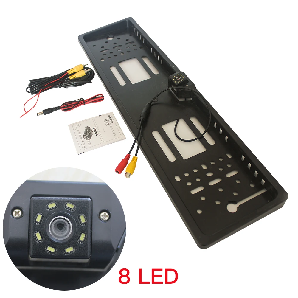 Frame dc12v with hd camera led8 lamp reversing wide angle camera european license frame thumb200