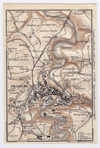 1911 Original Antique Map Of Vicinity Of Fribourg / Switzerland - $23.05