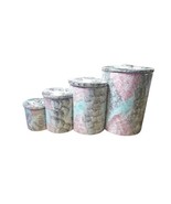 Vintage Guyroc Sponge Painted Gray Mint Pink Ceramic Inset Canister Set ... - $1,080.14 MXN