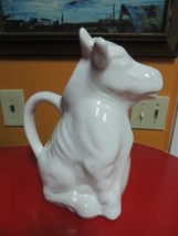White 9&quot; Cow Bull Pitcher Open Mouth Glazed Ceramic Farmhouse Jug Milk J... - $13.49