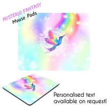 Rainbow Bird Artistic Fantasy Inspired Personalised Mouse Pad-Mouse Mat. - £23.40 GBP