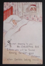 Sweet Dreams Santa Peeking at Sleeping Child FA Owen Christmas Postcard c1910s - £7.83 GBP