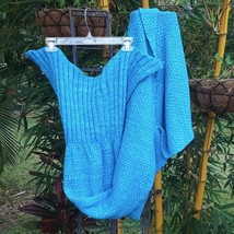 NWT MERMAID TAIL Blanket Blue Knit Sweater Cozy Sofa Dorm Loungewear Adu... - $26.59