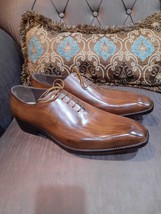 Handmade Men&#39;s Brown Whole Cut Leather Oxford Chiseled Toe Dress Formal Shoes - $128.69