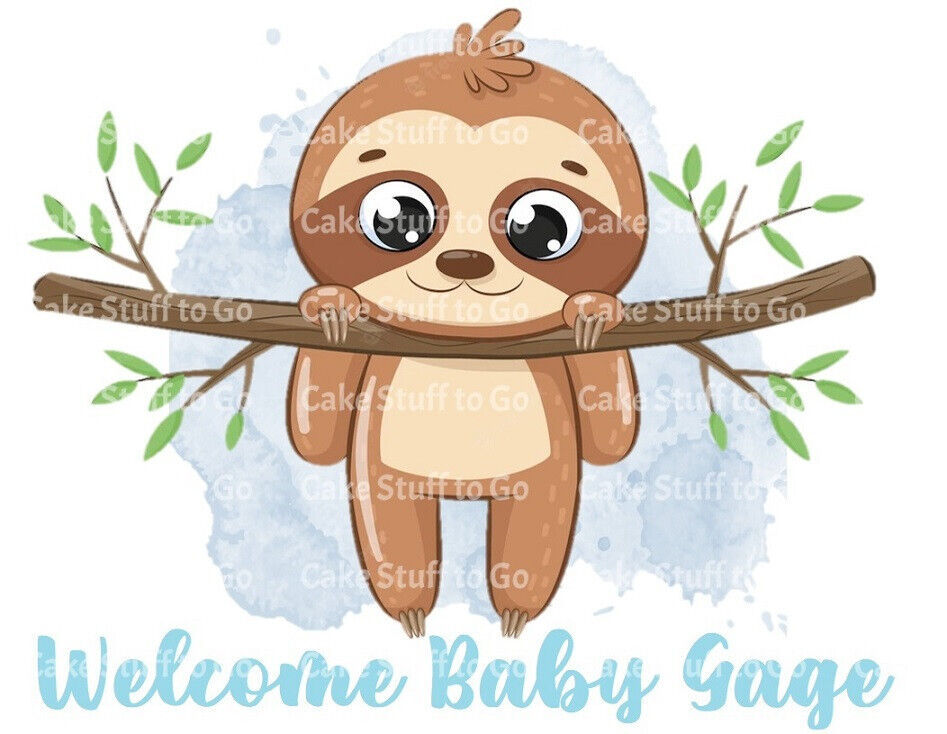 Baby Boy Sloth Baby Shower Edible Cake Topper Decoration - $12.99