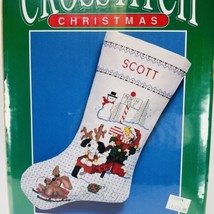 Christmas Stocking Counted Cross Stitch Kit North Pole Elf Dogs Showman ... - $13.67