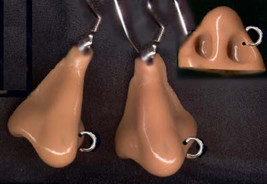 Body Part-PIERCED NOSE w-RING EARRINGS-Gag Gift Punk Dexter Costume Jewe... - $6.97
