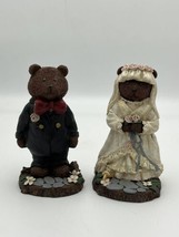 Teddy Bear Bride &amp; Groom | Vintage Hand Painted Figurines | TNT Co. Crush Pecan - £23.30 GBP