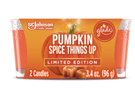 Glade Scented Glass Candle, Pumpkin Spice Things Up, (Pack of 2 - 3.4 Oz. Each) - £9.49 GBP