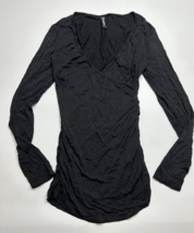 Allegrace Woman&#39;s Top Black Wrap Blouse Long Sleeve Stretchy Size Large - £11.75 GBP