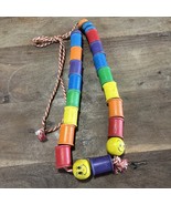 Vintage Wooden Bead Spool Smiley Crib Toy 1940s Baby Nursery Colorful - $22.00