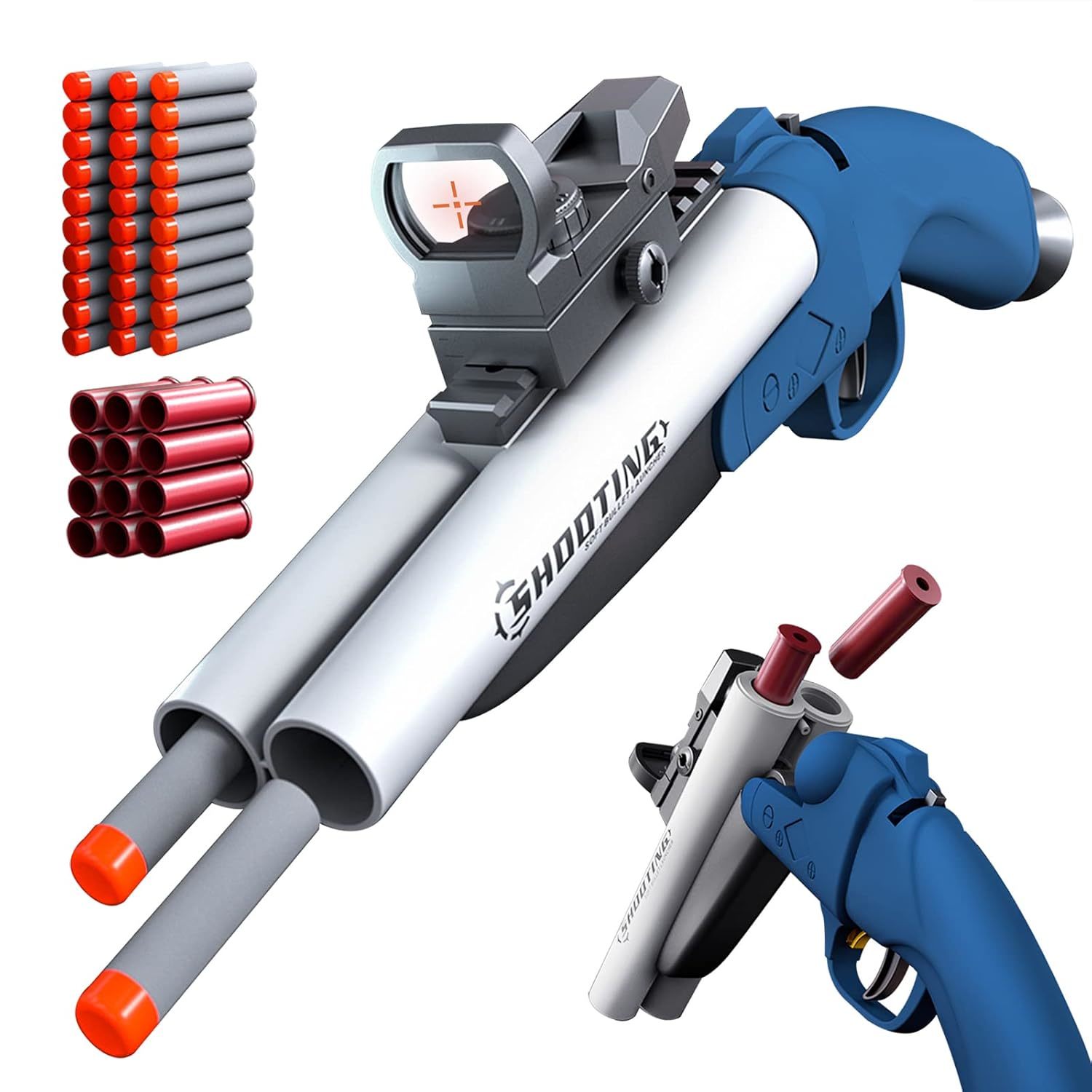 Double Barrel Toy Foam Blaster Double Shoot Toy Shotgun With Shell Ejection For