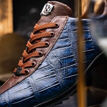 Genuine alligator and ostrich quill fashion sneaker Shoes Saulo Blue Jeans image 10
