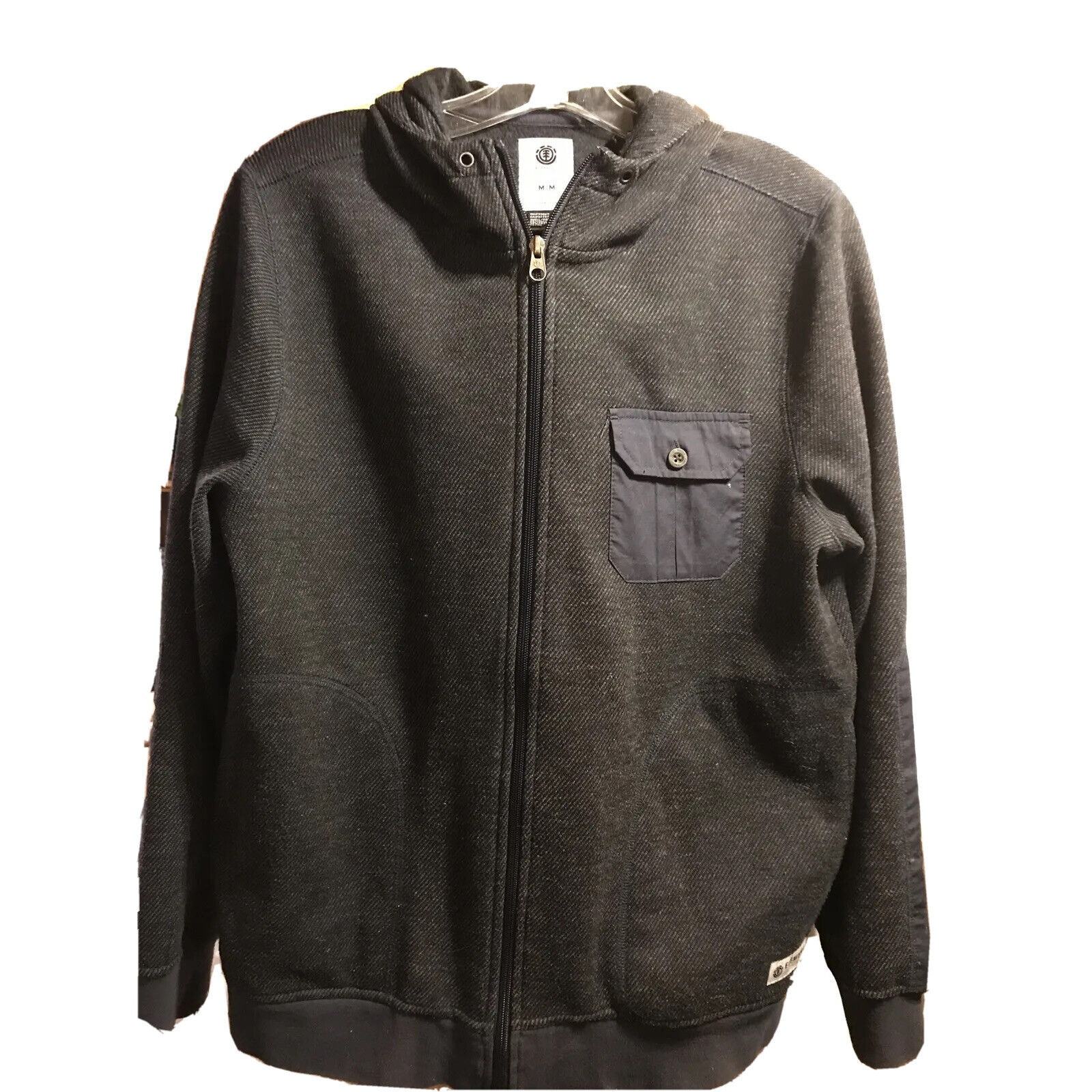 Element Men’s M Dark Gray Full Zip Fleece Lined Hooded Cotton polyester ... - $29.70