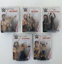 x5 WWE 3&quot; Mini Wrestling Figures Mattel The Rock John Cena AJ Styles +2 - £29.59 GBP