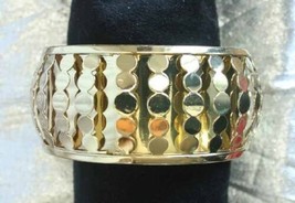 Fabulous Art Moderne Wide 2 Layer Gold-tone Bangle Bracelet - £10.23 GBP
