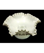 Fenton Taper Candle Holder Bowl, Hobnail Milk Glass, Ruffled &amp; Footed, V... - $19.55