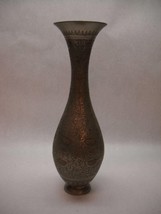 Vintage Brass Plated Small Vase Etched Floral Patteren World Gift Brass India - £23.18 GBP