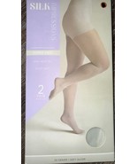 Silk Impressions ~ 2 Pair Women&#39;s Pantyhose Soft Silver 20 Denier Sheer ~ M - $14.88 CAD