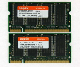 1GB 2x512MB PC2100 DDR266 200pin Sodimm Memory For IBM ThinkPAD A31 R40 T30 G40 - $27.21