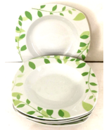 Tabletops Gallery Verona Set of 5 Salad or Soup Bowls 8.25” White &amp; Gree... - £10.56 GBP