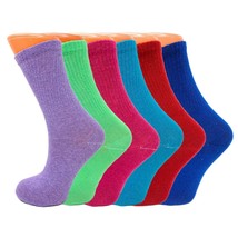 Women’s Colorful Solid Cotton Crew Socks 6 Pairs Casual Extra Thin Socks - £10.15 GBP