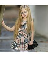 Dollcake Scotty Dress Sz 6 Girls NWT Tan/Plaid Check w/ Sash Bow - $3,058.39 MXN