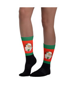 1940s Era Santa Claus Winking Ho Ho Ho Merry Christmas Custom Holiday Socks - $18.53+