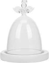 Yarnow Angel Glass Cover Clear Cake Stand Food Candles Wooden Decor Glas... - £24.58 GBP