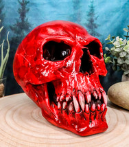 Bloodlust Red Blood Vampire Skull Statue 8&quot;Long Demonic Dracula Skeleton Cranium - £21.69 GBP