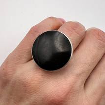 Huge Vintage Sterling Silver 925 Women&#39;s Jewelry Ring Black Stone Size 6.5 - $89.00