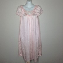 Vintage Womens 80&#39;s Lorraine Pink Satin Short Sleeve Nightgown Size Medium - £39.37 GBP