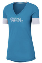 NWT Women&#39;s Nike Dri-Fit Football NFL Carolina Panthers Fan V-Neck Tee S... - $29.69