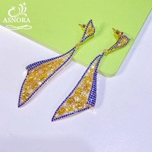 Luxury Trendy Water Drop  Earrings for Women&#39;s Geometry Zircon CZ Gold Crystal E - £35.14 GBP