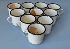 Lot X 10 Vintage Ussr Soviet Russian Enamel Mug Cup Army 10 Ps. - $54.58