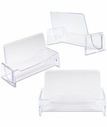 Clear Business Card Holder Display Stand Clear Acrylic Compartment Deskt... - $14.12 CAD