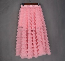Blush Pink Tiered Tulle Skirt Bridesmaid Custom Plus Size Tulle Midi Skirt image 9