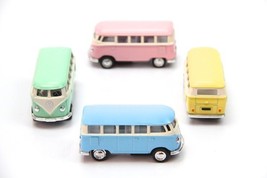 4PC SET: 2.5&quot; Kinsmart 1962 VW Volkswagen Bus Diecast Model Toy Car 1:64 Pastel - £22.01 GBP