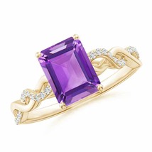 ANGARA Emerald-Cut Solitaire Amethyst Infinity Twist Ring for Women in 14K Gold - £495.58 GBP