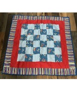 Vintage Handmade Elmo Sesame Street Colorblock Patchwork Baby Quilt Cros... - $67.63 CAD