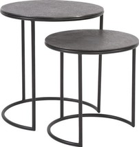 Nesting Tables HOWARD ELLIOTT Industrial Round Black Textured Graphite Iron - £712.35 GBP