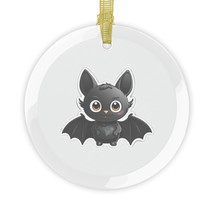 Black Cartoon Bat Print Personalized Glass Ornaments, Home Decoration, Christmas - £21.18 GBP+