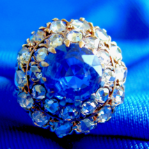 Earth mined Sapphire Diamond Engagement Ring Antique Victorian Statement 14k - $26,405.25