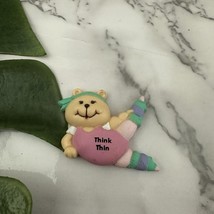 Russ Berrie Vintage 80s Workout Teddy Bear Fridge Magnet Think Thin Diet - $15.83