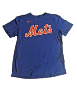 Medium New York Mets Baseball Nike Blue Graphic T Shirt MLB 100 Percent ... - £18.19 GBP