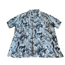 Tommy Bahama Silk Blend Button-Down Shirt Short Sleeve Grey White XXL 2X... - $40.00