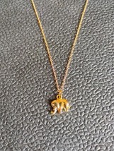 Gold Color Plated Elephant Pendant Necklace Gold Chain - $226.34 MXN