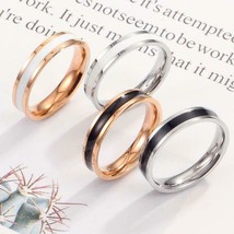 Titanium Steel Rose Gold Color Smooth Couple Wedding Ring Woman Man Jewelry ring - £3.94 GBP+