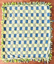 Soft Fleece Blanket Lap Sofa Throw Blue Green Yellow FUMC Love Knots 51&quot;... - £22.92 GBP